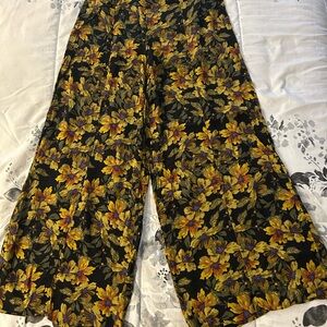 Free People Black Floral Wide-Leg Pants